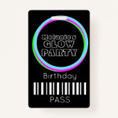 Sweet 16 Neon Party Glow Birthday Pass ID Badge (Achterkant)