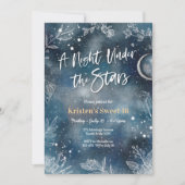Sweet 16 Night under stars floral Party Invitation Kaart (Voorkant)