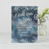 Sweet 16 Night under stars floral Party Invitation Kaart (Staand voorkant)
