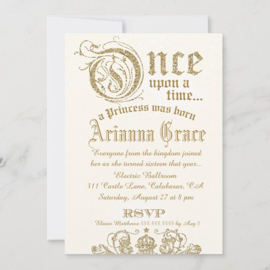 Sweet 16 Once Upon A Time Ivory Kaart (Achterkant)