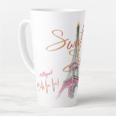 Sweet 16 Ooh La Paris Eiffeltoren gepersonaliseerd Latte Mok (Linkerhoek)