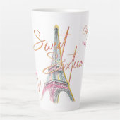 Sweet 16 Ooh La Paris Eiffeltoren gepersonaliseerd Latte Mok (Voorkant)