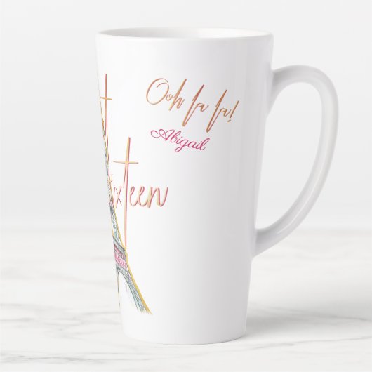 Sweet 16 Ooh La Paris Eiffeltoren gepersonaliseerd Latte Mok (Rechts)
