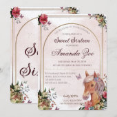 Sweet 16 Paard ontwerp uitnodiging (Voorkant / Achterkant)
