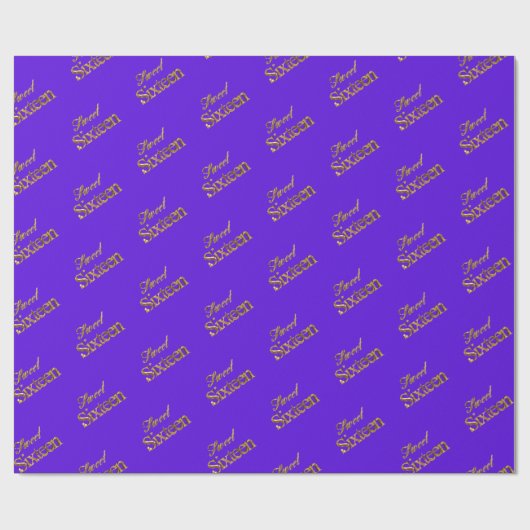 Sweet 16 Paars Gold Typografie Patroon Elegant Cadeaupapier (Vlak)