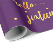 Sweet 16 paars goud hallo zestien script cadeaupapier (Rol Hoek)