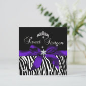 Sweet 16 Paars Zebra Black Diamonds afbeelding Kaart (Staand voorkant)