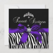 Sweet 16 Paars Zebra Black Diamonds afbeelding Kaart (Voorkant)