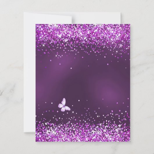 Sweet 16 paarse ballerina jurk bloemen uitnodiging (Achterkant)