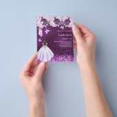 Sweet 16 paarse ballerina jurk bloemen uitnodiging flyer (Hand)
