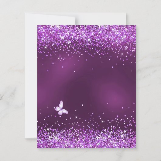 Sweet 16 paarse ballerina jurk uitnodiging (Achterkant)