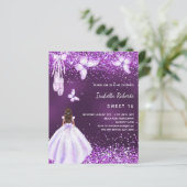 Sweet 16 paarse ballerina jurk uitnodiging (Staand voorkant)