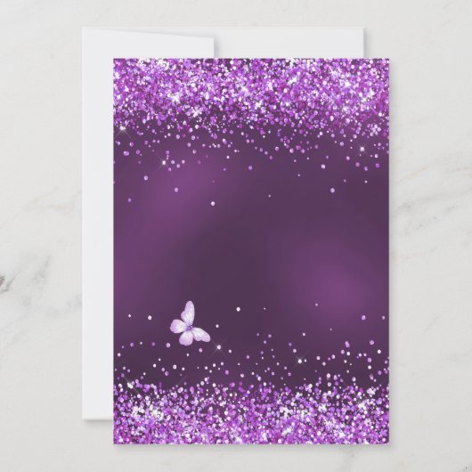Sweet 16 paarse ballerina jurk vlinders kaart (Achterkant)