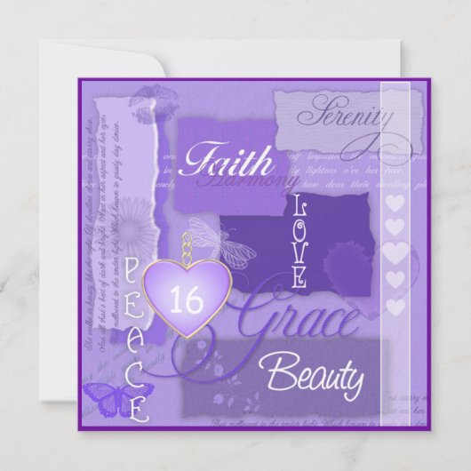SWEET 16 PAARSE biologische uitnodiging (Voorkant)