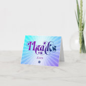 Sweet 16 Paarse Blauwe Gradient Groovy Bold Retro Bedankkaart (Voorkant)