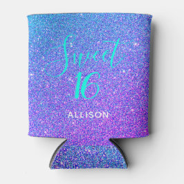 Sweet 16 Paarse Blauwgroen Glitter Party Favor Blikjeskoeler