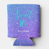 Sweet 16 Paarse Blauwgroen Glitter Party Favor Blikjeskoeler (Achterkant)