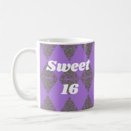 Sweet 16 Paarse Diamond Pattern-viering Koffiemok