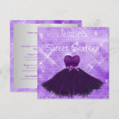 Sweet 16 Paarse Dress Silver Glitter Birthday Kaart (Voorkant / Achterkant)