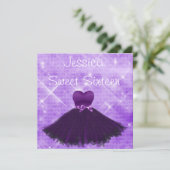 Sweet 16 Paarse Dress Silver Glitter Birthday Kaart (Staand voorkant)