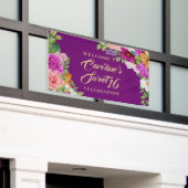 Sweet 16 Paarse Floral Waterverf Bouquet Welkom Spandoek (Buitenkant Gebouw)