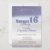 Sweet 16 Paarse Glitter Bokeh Ombre, Glitter Tiara Kaart (Voorkant)