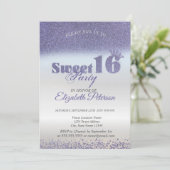 Sweet 16 Paarse Glitter Bokeh Ombre, Glitter Tiara Kaart (Staand voorkant)