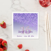 Sweet 16: Paarse glitter en monogram vallen Servet (Insitu)