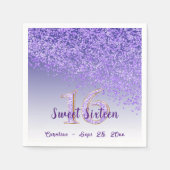 Sweet 16: Paarse glitter en monogram vallen Servet (Voorkant)