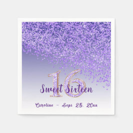 Sweet 16: Paarse glitter en monogram vallen Servet