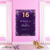Sweet 16 paarse glitter schittert welkom poster