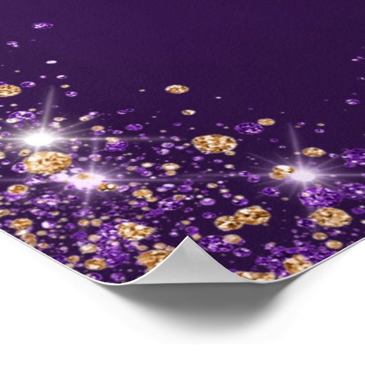 Sweet 16 paarse glitter schittert welkom poster (Hoek)