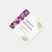Sweet 16 Paarse Gouden Sparkle Balloon Servet (Hoek)