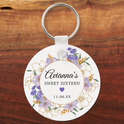 Sweet 16 Paarse goudkoorts Sleutelhanger (Voorkant)