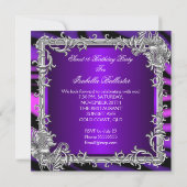 Sweet 16 Paarse Hot Pink Silver Sweet Sixteen Kaart (Achterkant)