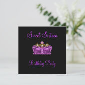 Sweet 16 Paarse kroonprinses Event Black Kaart (Staand voorkant)