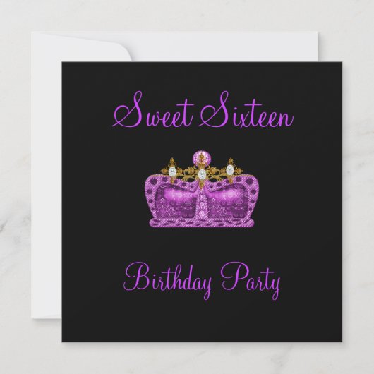 Sweet 16 Paarse kroonprinses Event Black Kaart (Voorkant)