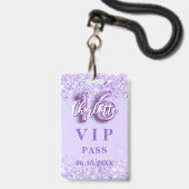 Sweet 16 paarse lavendel vip-feestpas badge (Voorzijde met lanyard)