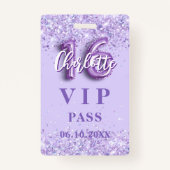 Sweet 16 paarse lavendel vip-feestpas badge (Voorkant)