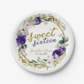 Sweet 16 Paarse lavender Floral Butterfly Papieren Bordje (Voorkant)