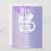 Sweet 16 Paarse Metallic & Glitter Drips Verjaarda Kaart (Voorkant)