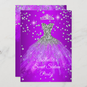 Sweet 16 Paarse muggenjurk TIARA Kaart