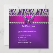 Sweet 16 Paarse roze Zebra Silver Butterfly Kaart (Achterkant)