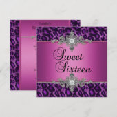 Sweet 16 Paarse roze zilver White Diamond Kaart (Voorkant / Achterkant)