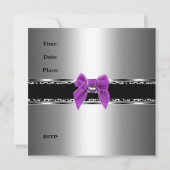 Sweet 16 Paarse Silver Black Zebra Leopard Kaart (Achterkant)