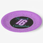 Sweet 16 Paarse Silver Brilliance gepersonaliseerd Papieren Bordje (Gekanteld)