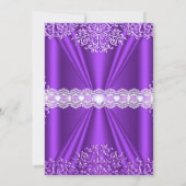 Sweet 16 Paarse Silver Lace Damask Tiara Kaart (Achterkant)