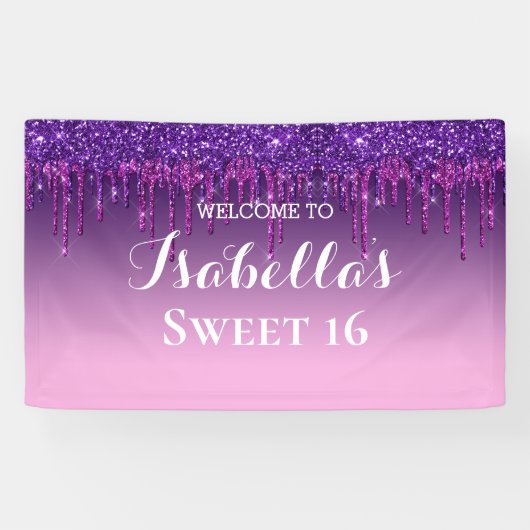 Sweet 16 | Paarse strooisel Spandoek (Horizontaal)