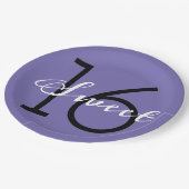 Sweet 16 Paarse Typografie Verjaardag Papieren Bordje (Gekanteld)