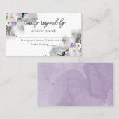 Sweet 16 Paarse Waterverf Floral RSVP Enclosure Visitekaartje (Voorkant / Achterkant)